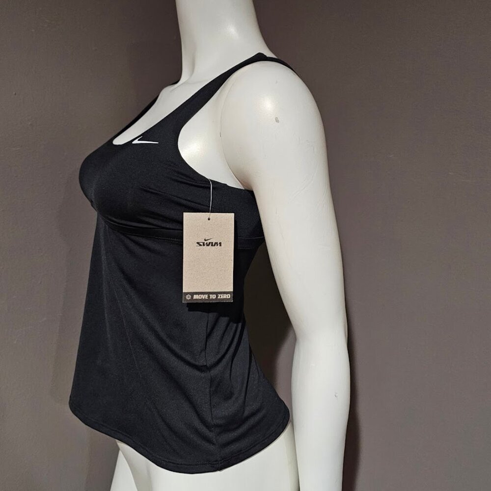 Nike  Essential Scoop Neck Tankini Swim Top Black XS - Picture 3 of 9